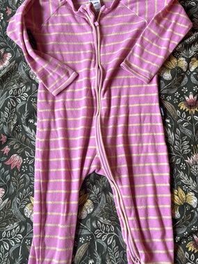 Bonds Pink and Cream Striped Zipper Footie